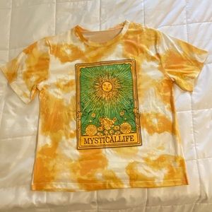 SHEIN SUN YELLOW TIE-DYE T-SHIRT